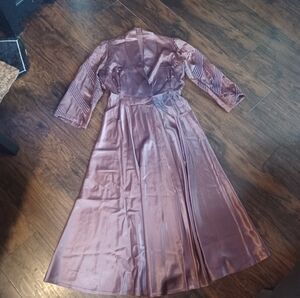 RARE True Vintage Old Hollywood 1940s/50s Pink Rose Satin Dressing Gown